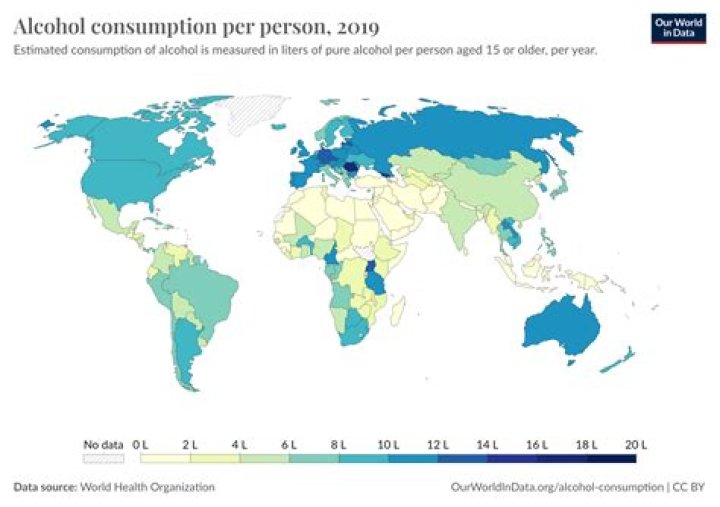 Alcohol Consumption By Country Worldwide [Map]